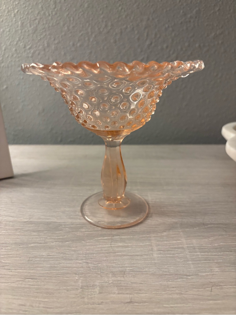 Vintage Pink Depression Glass Hobnail Compote Candy Dish